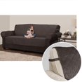 thumbnail image 1 of SmartFit Plush 3-Piece Sofa Furniture Cover, Chocolate, 1 of 6