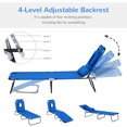 thumbnail image 4 of Outsunny Chaise Longue d'Extérieur Pliante, Chaise Longue de Plage Inclinable Portable avec Ouverture pour le Visage, Coussin Détachable, Dossier Réglable à 4 Positions, pour Patio, Jardin, au Bord de la Piscine, Bleu, 4 of 10