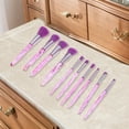 thumbnail image 5 of Conjunto de 10 Pcs de Brochas de Maquillaje Livianas para Viajes de Negocios de Lana de Fibra Artificial Plástico Morado, 5 of 5