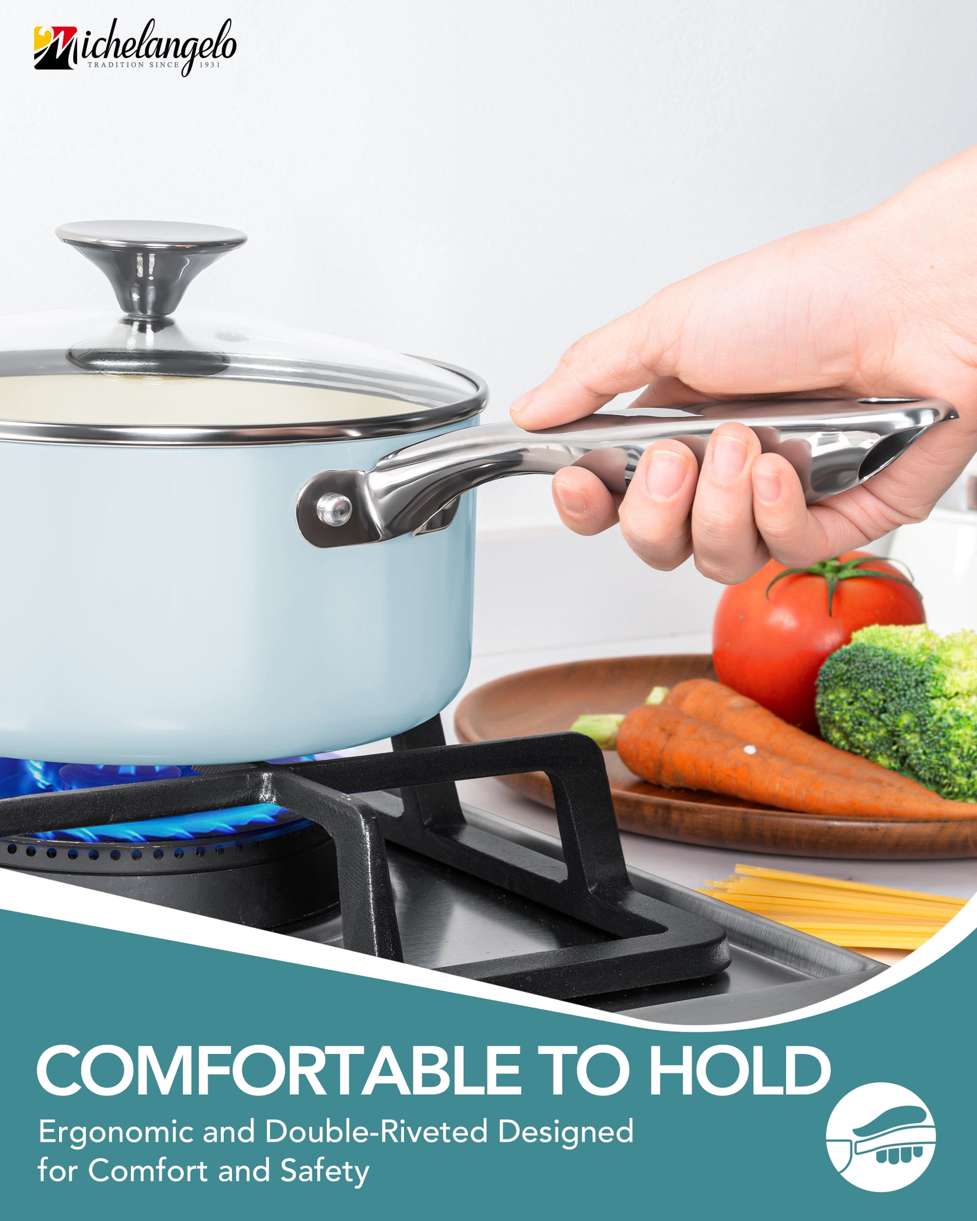 8-Pcs Nonstick Pots and Pans with Lid, Cookware Set, Blue