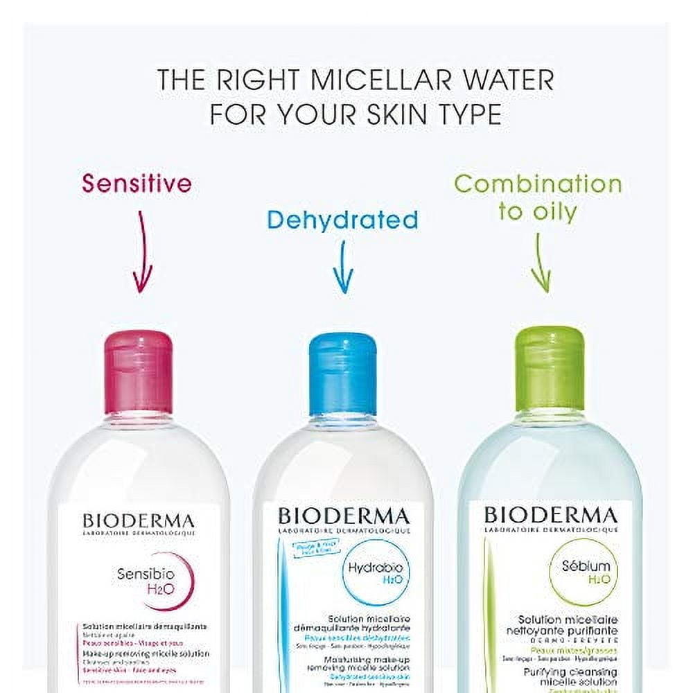 Bioderma - Hydrabio H2O Hydrating Micellar Cleansing Water and Makeup Removing Solution for Dehydrated Sensitive Skin - Face and Eyes - 16.7 fl.oz.