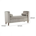 thumbnail image 5 of Velvet Upholstered Wooden Bench with Top Storage & 2 Bolster Pillows in Gray, 5 of 5