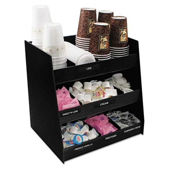 Vertical Condiment Organizer, 9 Compartments, 14.5 x 11.75 x 15, Black | Bundle of 2 Each