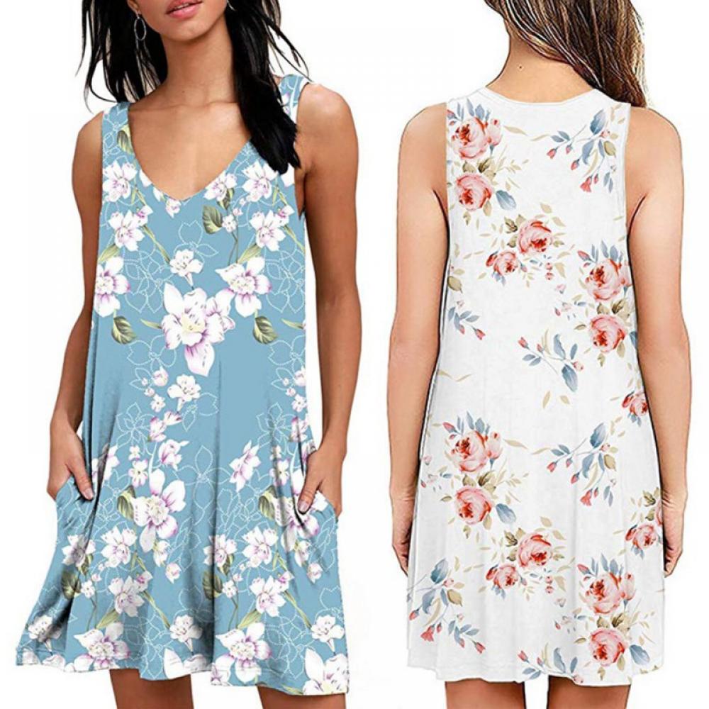 Yinrunx Sun Dresses Women Summer Plus Size/ Sundress with Pockets