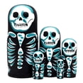 thumbnail image 4 of TETOU 5Pcs Skull Nesting Dolls, Beautiful Handmade Wooden Russian Stacking Dolls Collection Toy for Hallowe'en and Birthday, 4 of 6