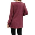 thumbnail image 4 of Fgnfyis Women's Long Sleeve T-Shirt Soft Casual Loose Fit Pocket Detail Flip Hem Comfortable Basic Top for Everyday Wear Red XL, 4 of 4