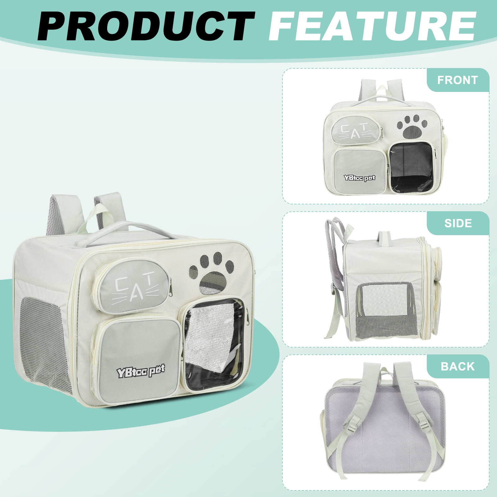 Uxcell Cat Backpack Carrier, Breathable Dog Backpack for Cats or Small Dogs Gray