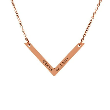 Anavias Personalized Gift for Wife Women's Stainless Steel V Bar Pendant Gift for Her Girlfriend Fiancee Engravable Couple Name Necklace Birthday Jewelry Free Gift Box SHIPS NEXT DAY