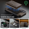 thumbnail image 4 of Case For IPhone 16 Funda Protectora RFID de 6,1" con Ranuras para 7 Tarjetas Magsafe, Soporte 2 en 1, Funda Protectora de Cuero Desmontable a Prueba de Golpes, Café, For IPhone 16, 4 of 7