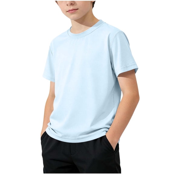 Luvrsol Boys' T-Shirt Unisex Kids Solid Basic Breathable Cotton Plain Daily Layering Tops 100-160