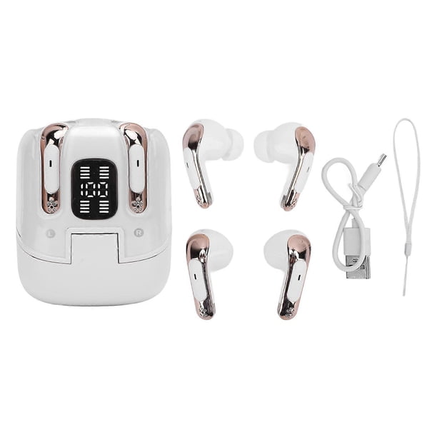 2 Pack Wireless Earbuds Digital LED Display Independent Connection Low Latency Bluetooth 5.4 Headphones Earphones for Couple Two Person White