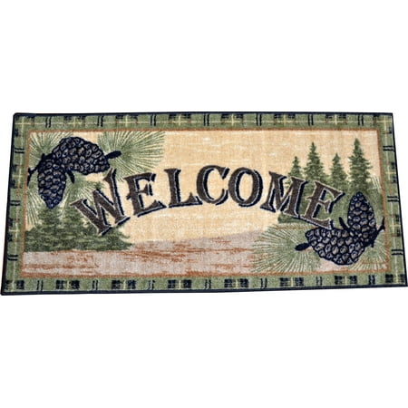 Washable Non Slip Pine Cone Welcome Cabin Kitchen Door Entrance