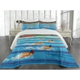 thumbnail image 2 of Ambesonne Cartoon Quilted Coverlet 3 Pcs, Olympics Swimming Race, Queen Size, Blue Beige Red, 2 of 4