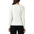 thumbnail image 3 of INSPIRAR CHIC Blusa de Mujer Otoño Invierno de Manga Larga Cuello en V Elegante de Punto Acanalado XL Blanca, 3 of 6