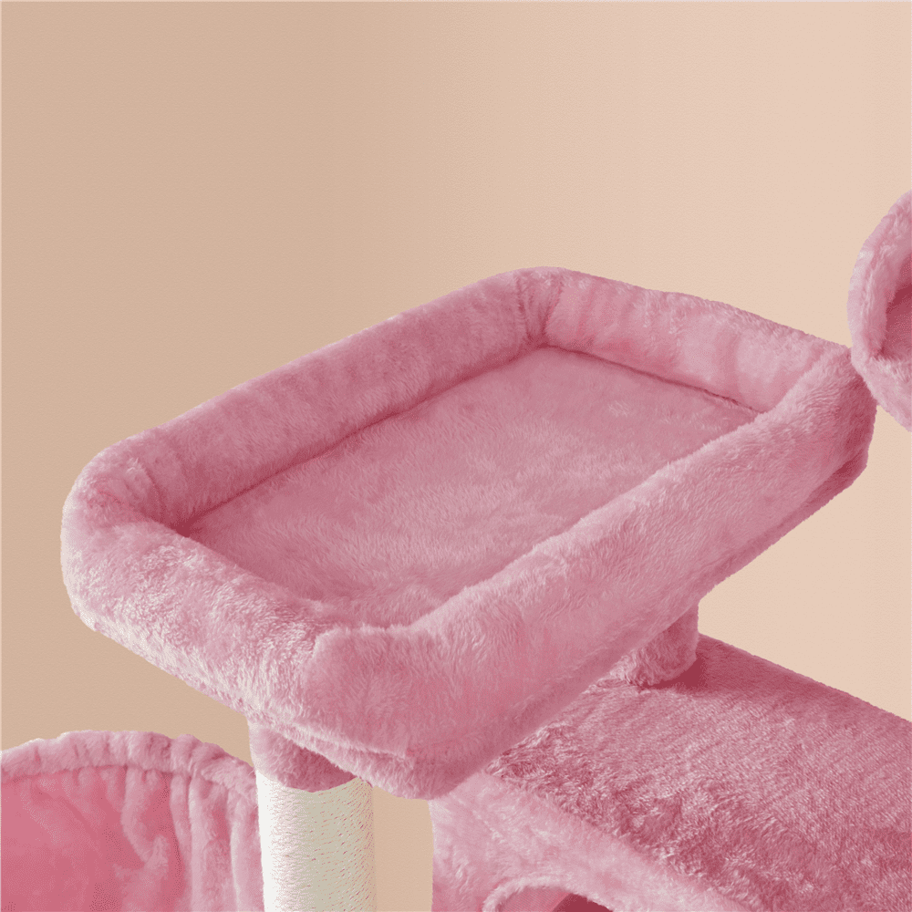 Alden Design 64.5"H Multi-level Cat Tree Tower with Condos and Perches, Pink