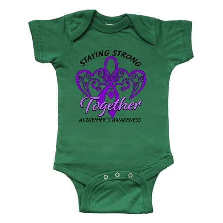 

Inktastic Staying Strong Together Alzheimer s Awareness Purple Ribbon Gift Baby Boy or Baby Girl Bodysuit