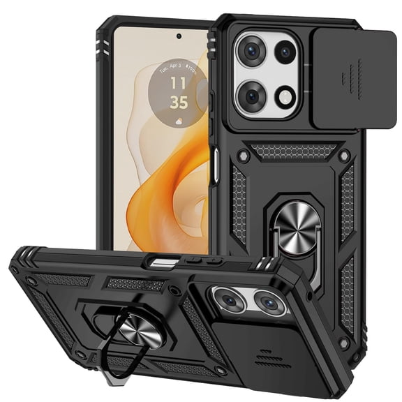 Military Grade Phone Case compatible with Motorola Moto G 2026, Moto G 2025 and Moto G Play 2026, Built-in Slide Camera Cover, Rotatable Kickstand, Screen Protectors, Shockproof Anti-Scratch Cover