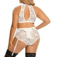 thumbnail image 2 of Gibobby Conjuntos de bragas de encaje Body de Camisola Sexy con Cordones y Espalda Abierta con Panel de Malla para Mujer Lencería Sexy de San Valentín Body Encaje(Blanco, 4XG), 2 of 4