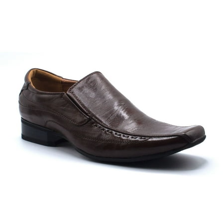 

Men s New Slip On Square Toe Classic Loafers Dress Shoes Brown 11