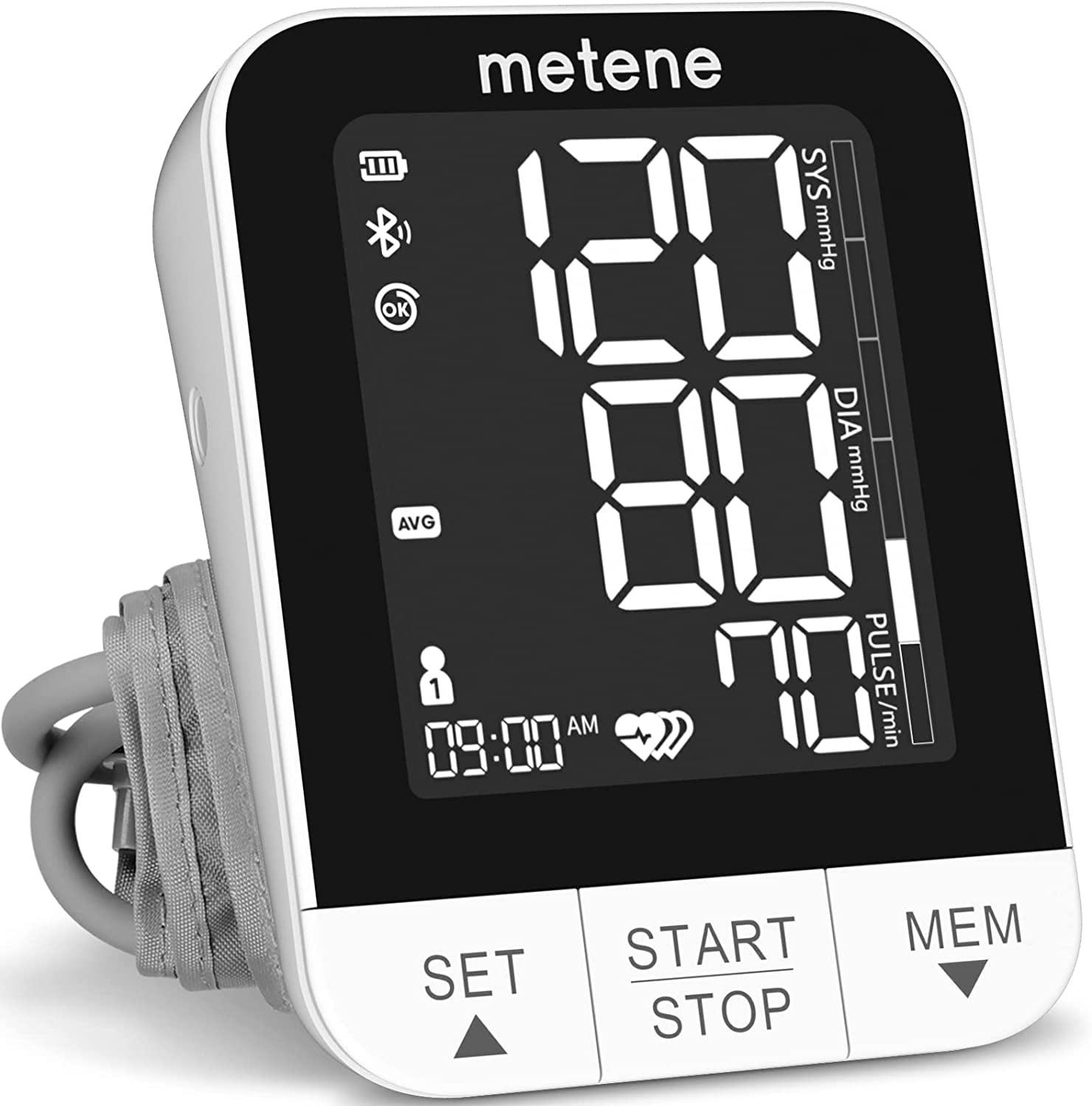 Metene Bluetooth Upper Arm Blood Pressure Machine, Smart Wireless Blood