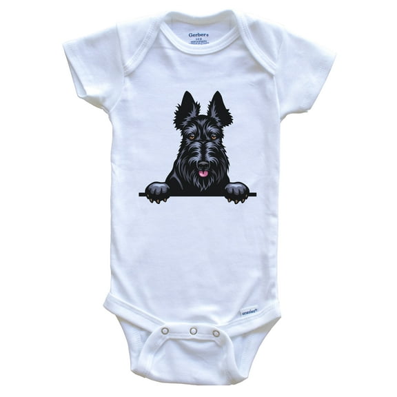 Scottish Terrier Dog Breed Cute Baby Bodysuit, 0-3 months white