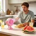 thumbnail image 6 of PoyoKee Small Desk Fan, Colorful LED Football Design Table Fan for Indoor Outdoor, 5 Speed Strong Wind Mini Fan for Bedroom, Portable Fan - Pink, 6 of 7