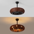 thumbnail image 6 of JONATHAN Y Cassidy 23" 6-Light Modern Bohemian 6-Speed Metal/Rattan Mobile-App/Remote-Controlled Height-Adjustable Lantern LED Ceiling Fan, Dark Brown/Black, 6 of 10