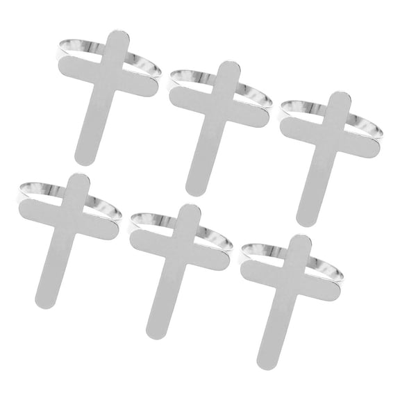 OUNONA CrossShaped Napkin Rings Set of 6 Alloy Silver for Elegant Table Decor and Secure Napkin Holding