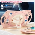 thumbnail image 3 of K-Lion Rugged Case for iPad 6th/5th Gen/Pro 9.7" (2018/2017/2016) Kids Case 3D Astronaut Heavy Duty with Kickstand Wristband Rotating Handstrap Handle Grip Shockproof Cover for iPad 9.7",Pink, 3 of 7