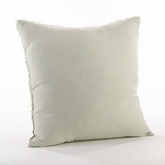 Fennco Styles Pomponin Collection Pompom Design Down Filled 100% Linen Decorative Throw Pillow