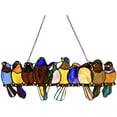 thumbnail image 1 of River of Goods Birds on A Wire 9.5 Inch High Stained Glass Suncatcher Window Panel, Multicolor, 1 of 7