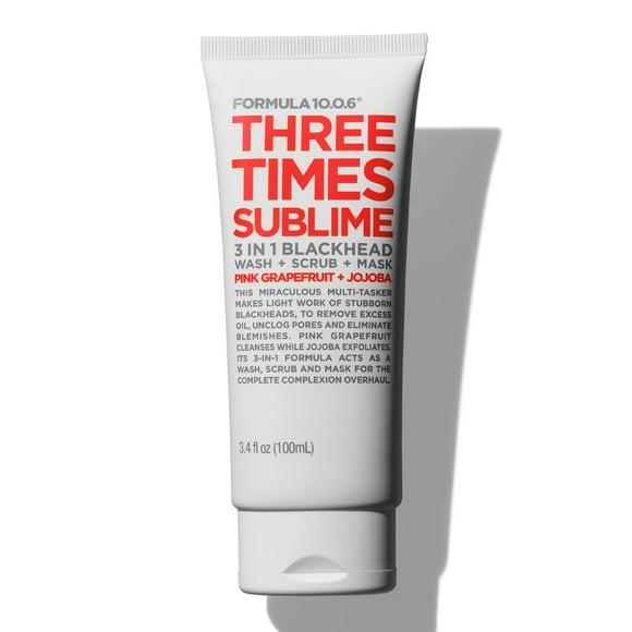 FÓRMULA 10.0.6 Mascarilla facial Three Times Sublime Exfoliante y mascarilla para lavado de puntos negros 3 en 1 3.4 fl oz.