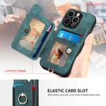thumbnail image 5 of for iPhone 15 Pro Case Card Holder,Ring Stand 15 Pro Cases 2023,RFID-Blocking Wallet,Camera Lens Protector,Wrist Strap,Leather  Protective Flip Cover for Women Men (Green), 5 of 14