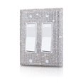 thumbnail image 1 of Shiny Silver Rhinestones Wall Plate Cover Double Toggle Toggle Light Switch Cover Rhinestones Outlet Covers Wall Plate 2 Gang, 1 of 1