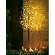 Epicgadget 4 FT Cherry Blossom Lighted Tree with Warm White LED Lights - Cherry Blossom Flower Tree Light for Outdoor Indoor Living Room Party Christmas Holiday Wedding Home Decorations