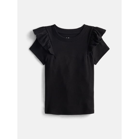 Wonder Nation Girls Rib Knit Top with Short Ruffle Sleeves, Sizes 4-18 & Plus