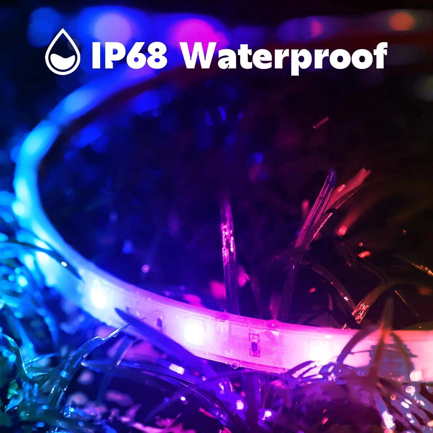 100Ft Outdoor LED Lights Strip, IP68 Waterproof RGB Rope Lights, Support Music Sync Changing and App Control for Rooftop, Courtyard, Swimming Pool