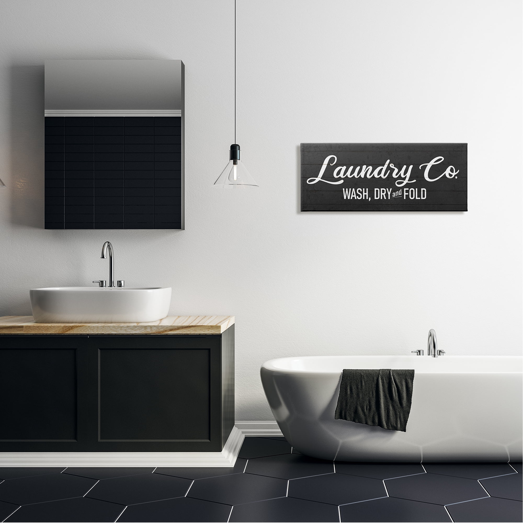 Stupell Industries Rustic Wash Dry Fold Laundry Room Text Sign Canvas Wall Art, 30 x 13, Design by Kim Allen