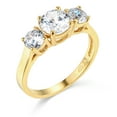 thumbnail image 2 of Wellingsale Ladies Solid 14k Yellow Gold Polished CZ Cubic Zirconia Round Cut Three 3 Stone Engagement Ring - Size 9, 2 of 6
