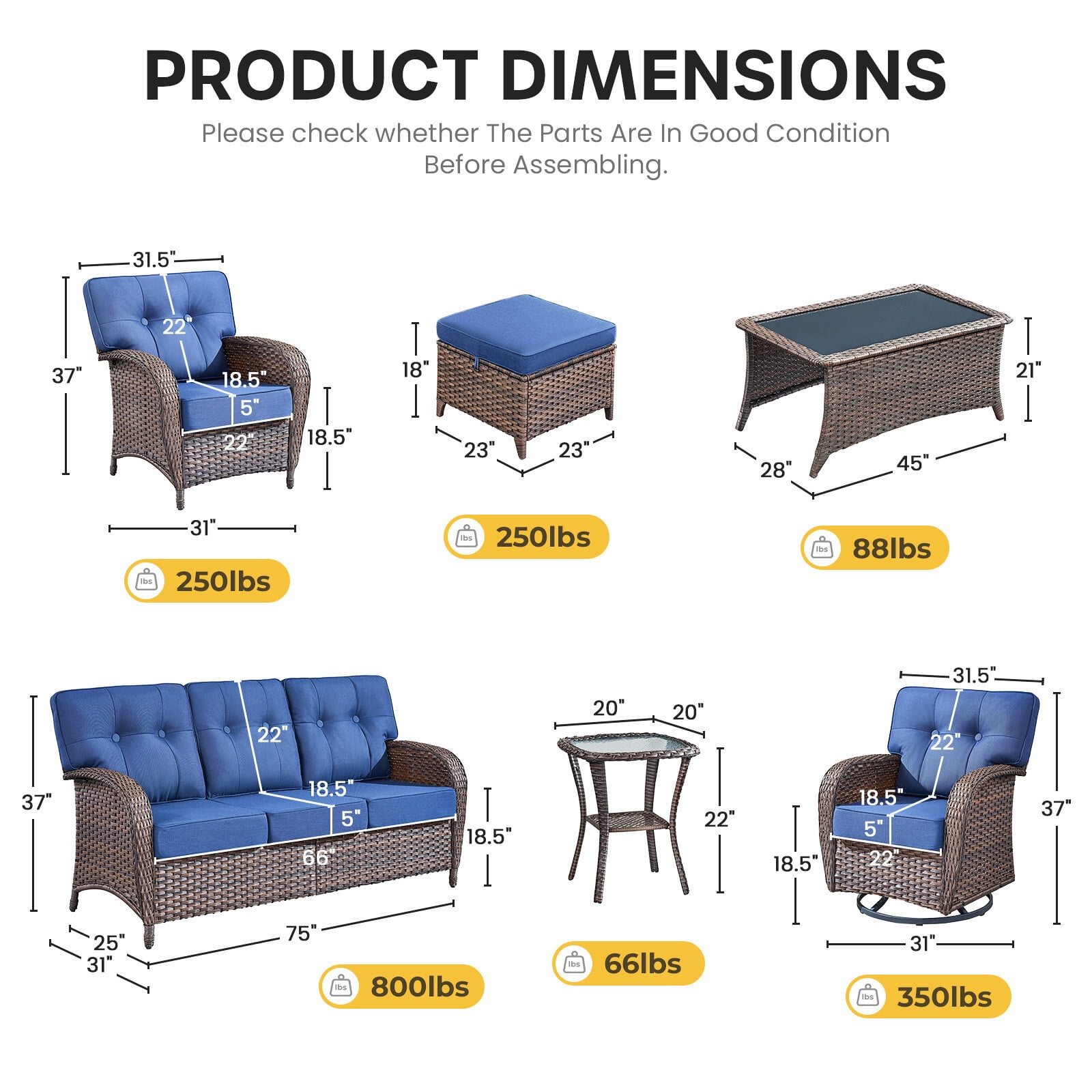 Bellefurn 9 Piece Outdoor Patio Wicker Furniture Sets,High Back Outdoor Conversation Set with Swivel Rocker Patio Chairs,Sofa,Coffee Table and Ottomans for Porch Balcony Patio Deck
