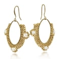 thumbnail image 2 of Oval Chandelier Beads and White Pearl Brass Dangle Earrings, 2 of 4