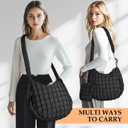 Puffer Tote Bags Adjustable Shoulder Strap Black