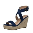 thumbnail image 2 of Pisexur Sandals Womens Women's Fashion Wedge Heel Sandals Solid Color Casual Thick Bottom Buckle Sandals Sandales Pour Femmes, 2 of 4
