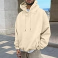 thumbnail image 5 of Momasggi Men's Graphic Hoodies Oversized Drawstring Long Sleeve Hooded Sweatshirt Warm Winter Hoodie with Pockets Beige L, 5 of 9