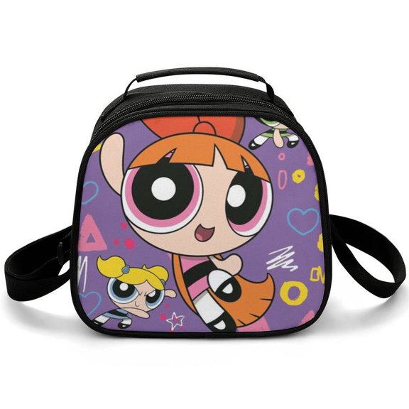 The Powerpuff Gi-rls Lunch Bags Reusable Insulated Lunchbox Container Handbags Adjustable Shoulder Bag
