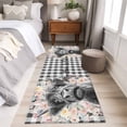 thumbnail image 4 of Runner Rug 2'x6', Black Cow Floral Washable Non-Slip Hallway Runner Rugs, Black Buffalo Plaid Farmhouse Animals Bedside Rugs Floor Mats Carpet Runners for Kitchen Bathroom Laundry Room, 4 of 8