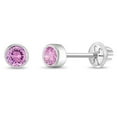 thumbnail image 1 of Bezel Set Simulated Tourmaline Toddler Screw Back Earrings 14k White Gold, 1 of 6