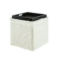 thumbnail image 3 of Inspired Home Alaina Faux Fur Ottoman Storage Space Cube Shaped Serving Tray Top, White, 3 of 9