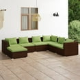 thumbnail image 1 of vidaXL 7 Piece Garden Lounge Set with Cushions Poly Rattan Brown, 1 of 5