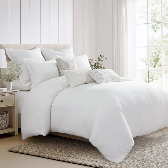 Levtex Home Cotton Tencel™ Silky – Full/Queen Comforter (90x94in) and 2 Standard Shams (20x26in) – Solid – White – Cotton – Polyester Fill